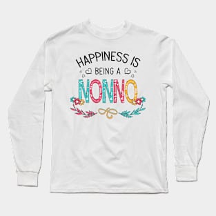 Happiness Is Being A Nonno Wildflowers Valentines Mothers Day Long Sleeve T-Shirt